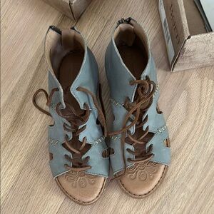 Born Blue and Tan Sandals with Suede Upper